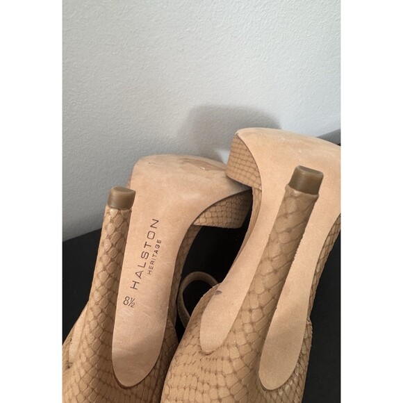 Halston Heritage Women’s Cream Tan Snake Print Stilleto Heels Size 8.5 - Picture 7 of 8